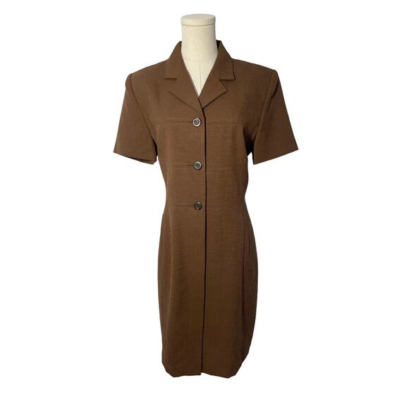 Vintage Pinup Minimalist Brown Dress LARGE - Picture 2 of 5